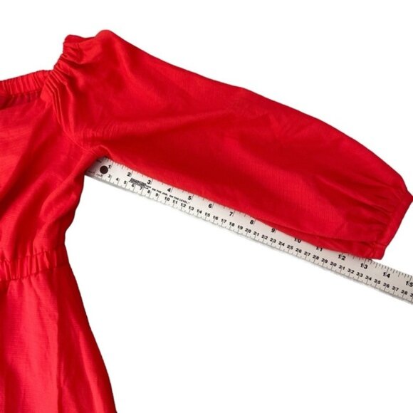 Anthropologie Klara off-shoulder dress full sleeve pockets V neck cotton 6Petite - Picture 13 of 14